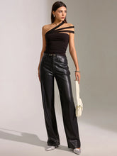 Mesh Strap Asymmetric One-Shoulder Top